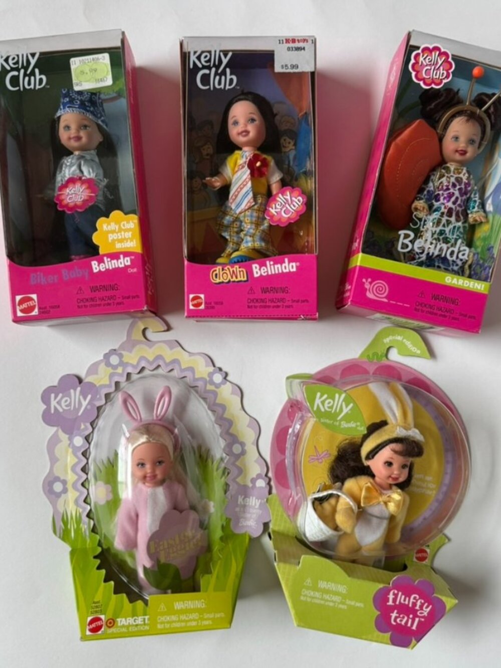 Kelly Club Barbie Lot 5 Snail Belinda Easter Bunny Biker Baby Clown NEW Vintage